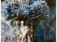 hydrangeas in palettevase 2019 100 x 120 cm oil on nettle